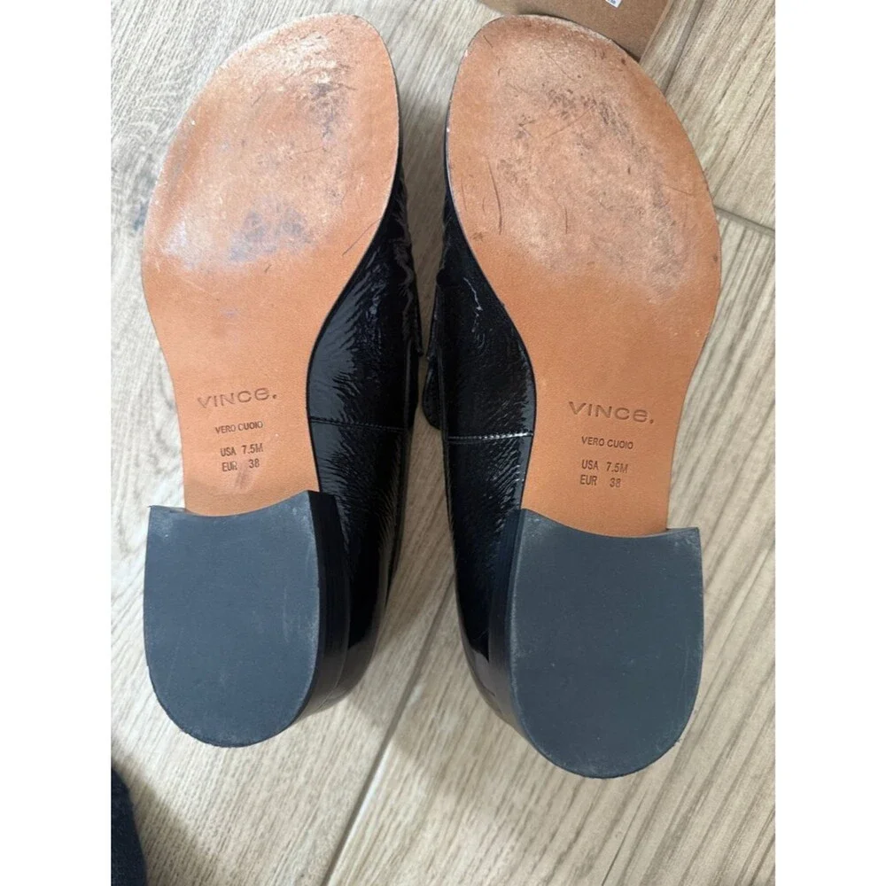 Vince Nora Black Patent Leather Slip-On Loafers 7.5